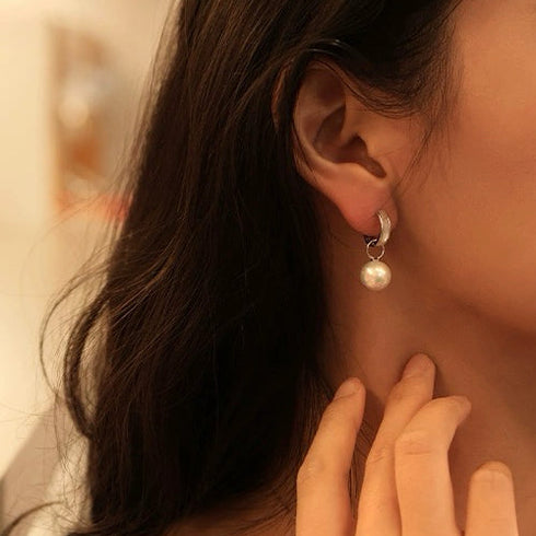Pearl Shell Hoop Earrings